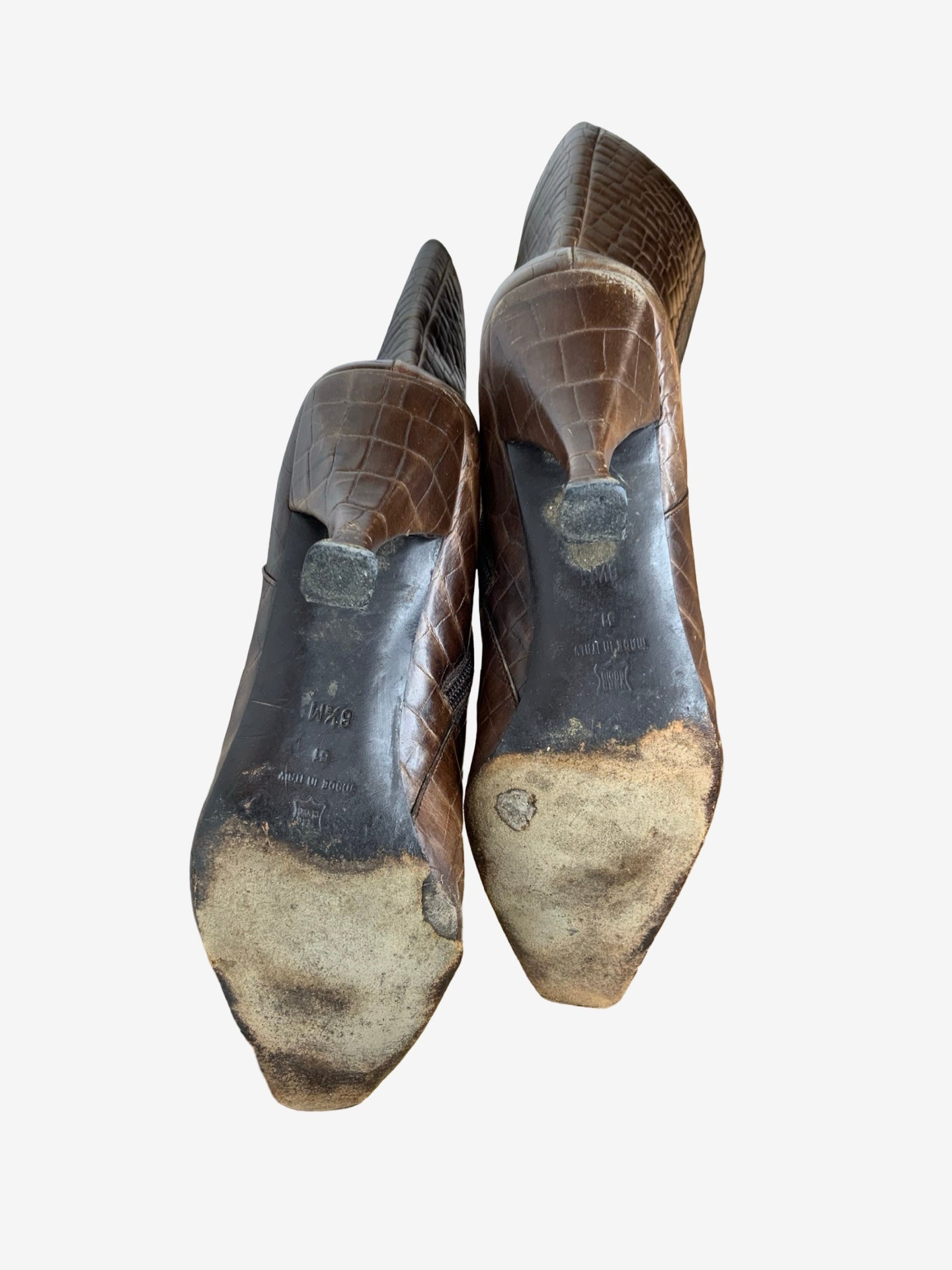 Via Spiga Brown Leather Croc Vintage Boots