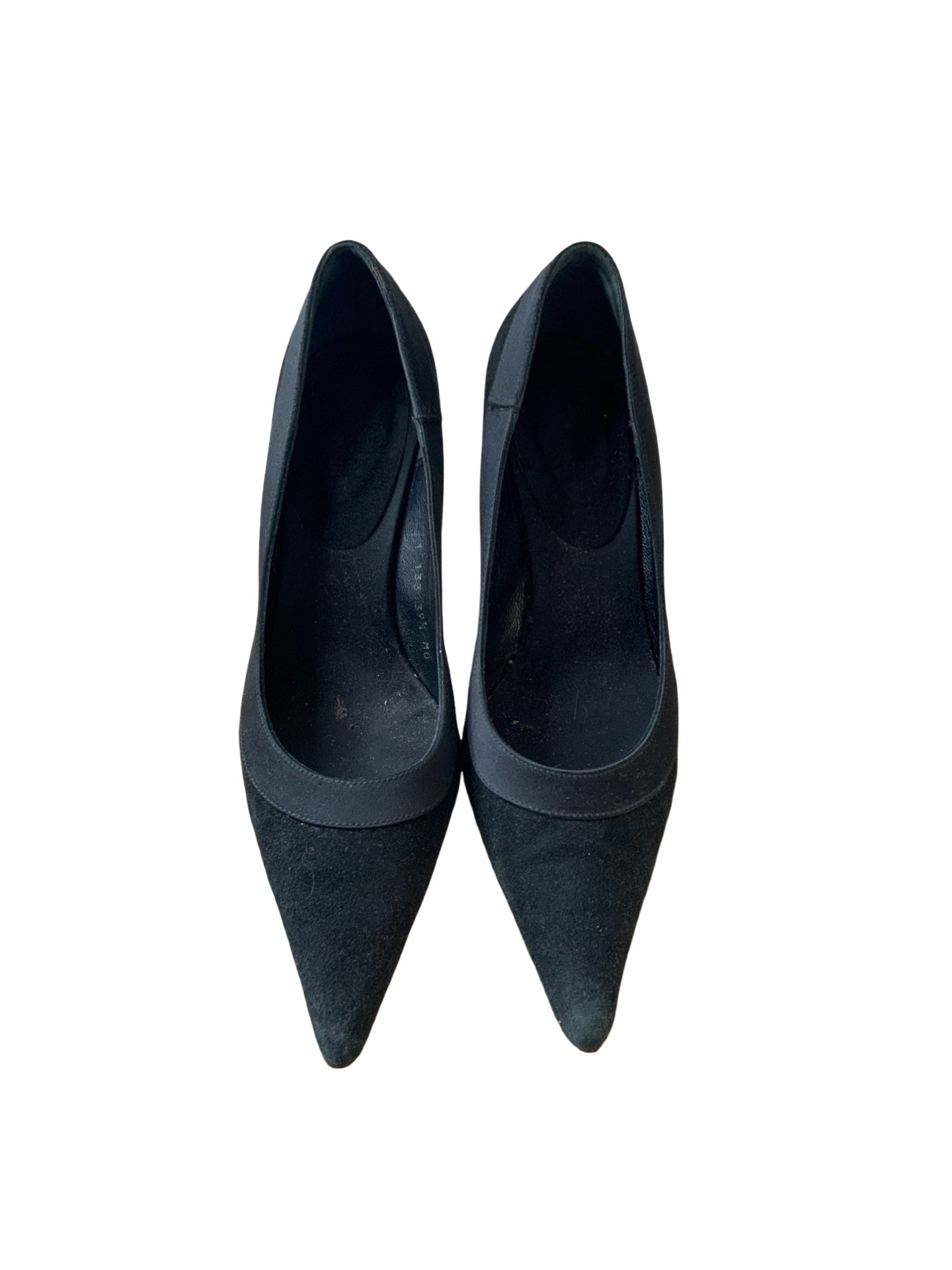 LK Bennett Black Suede Pumps with Satin Trim