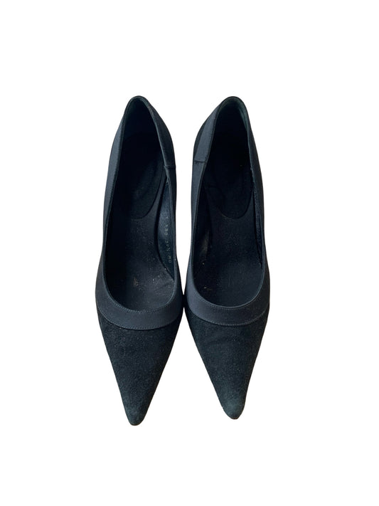 LK Bennett Black Suede Pumps with Satin Trim