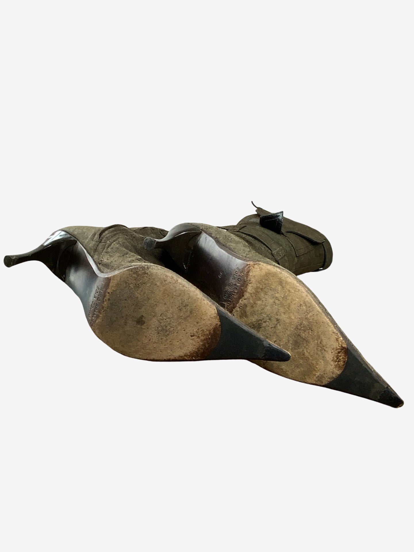 Paulo Brando Khaki Distressed Leather Vintage Boots