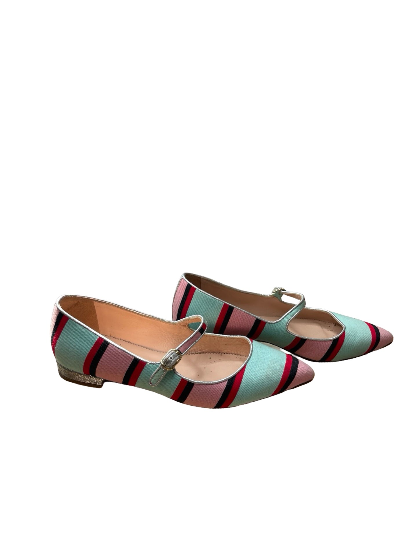 J Crew Red Turquoise Stripe Mary Jane Shoes