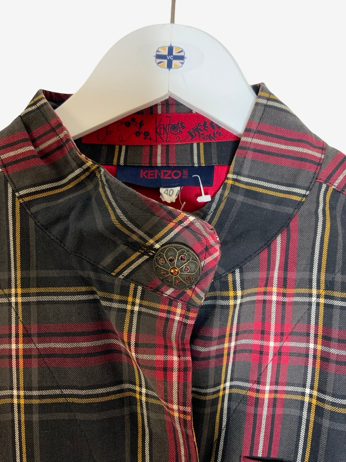 Kenzo Tartan Jacket With Jewel Button