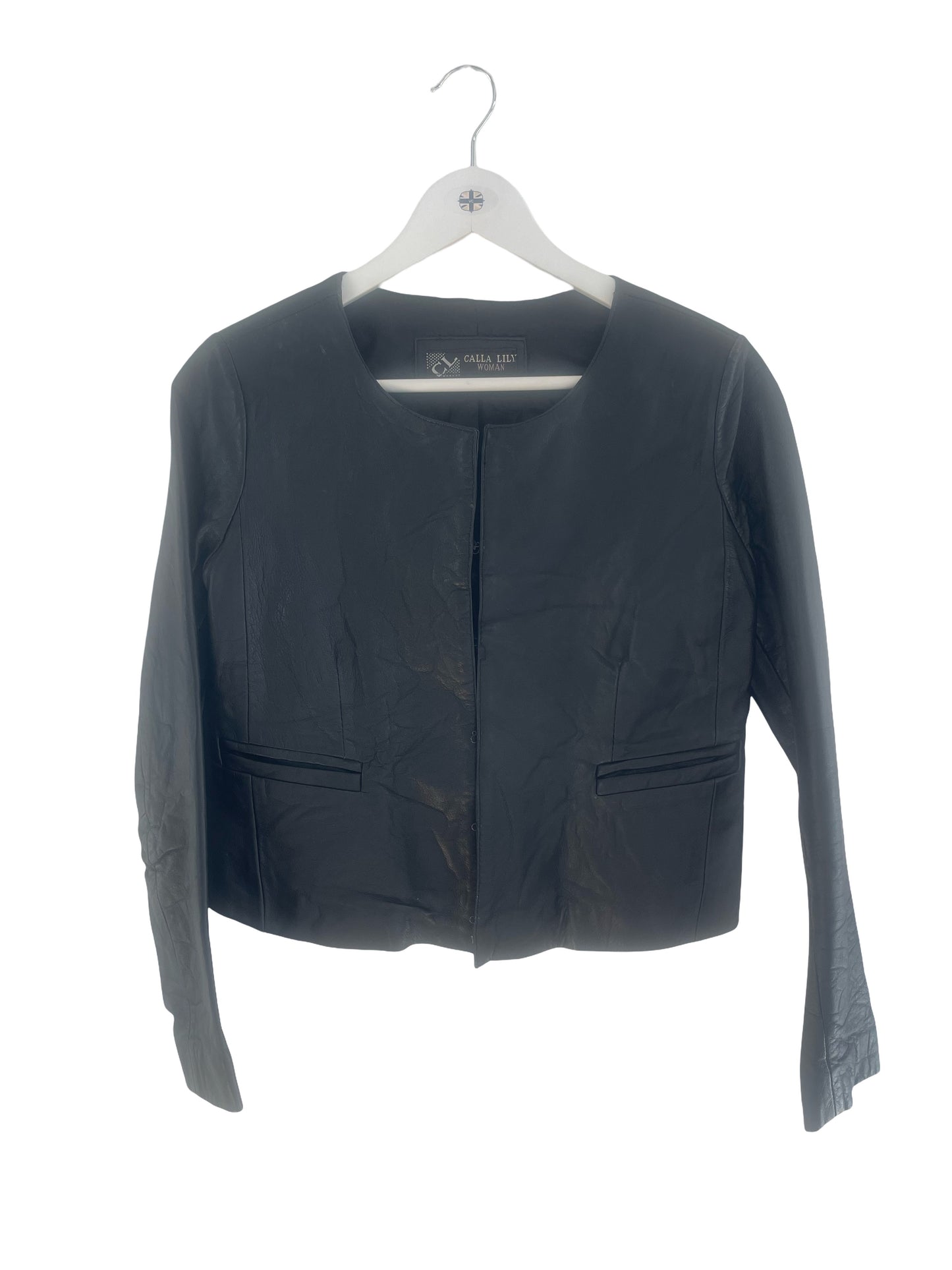 Calla Lily Woman Vintage Leather Jacket