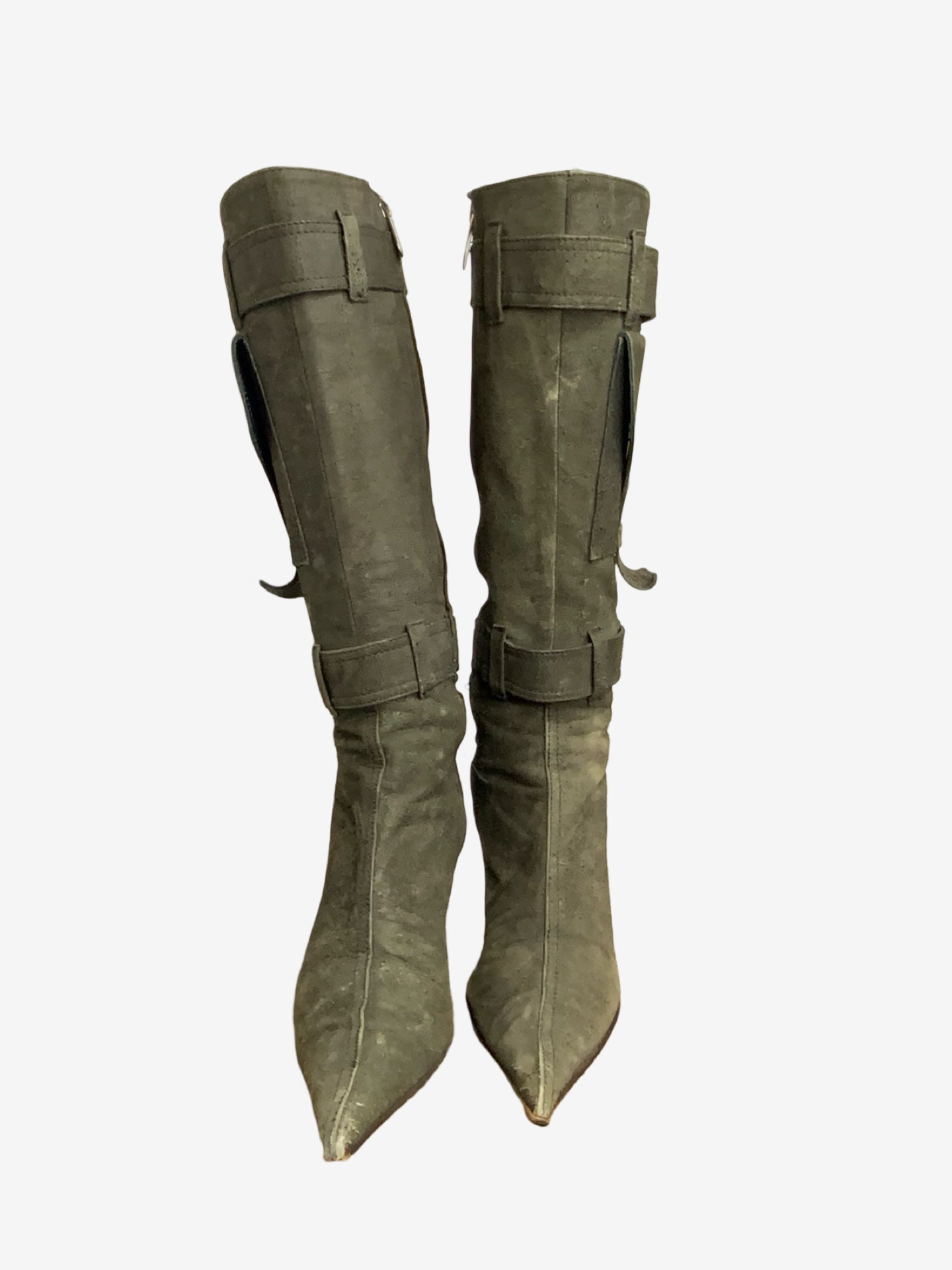 Paulo Brando Khaki Distressed Leather Vintage Boots