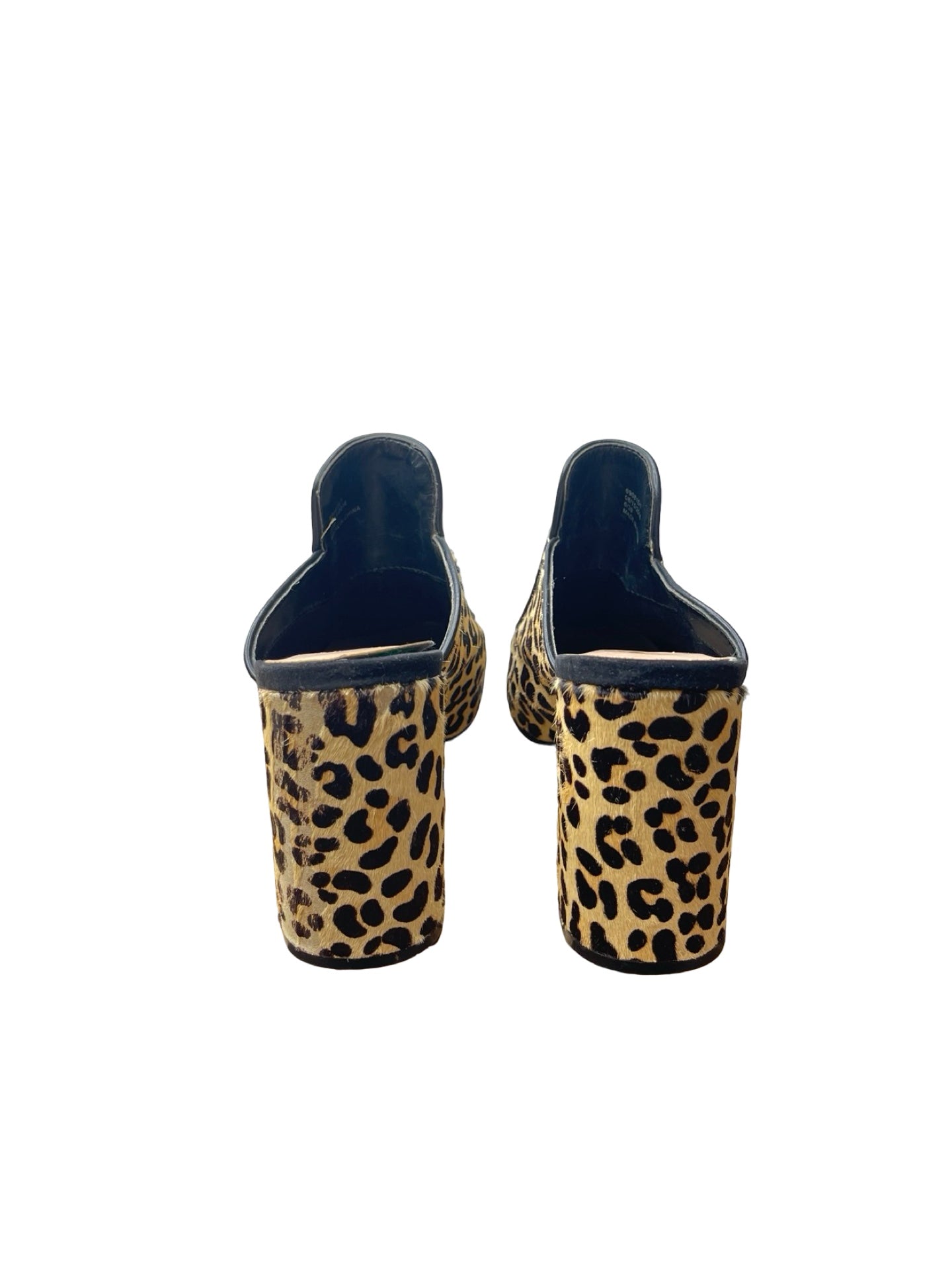 River Island Leopard Leather Block Heels Mules