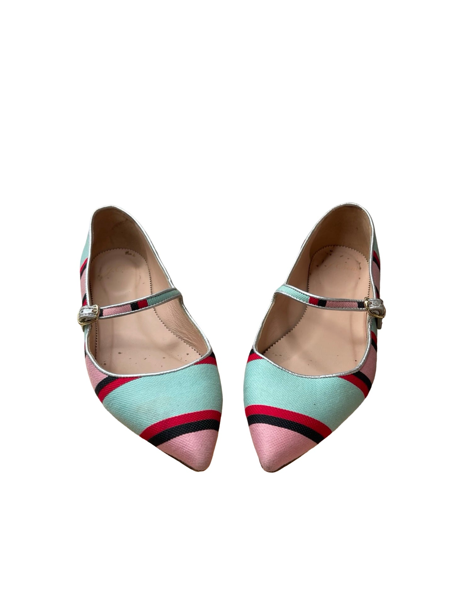 J Crew Red Turquoise Stripe Mary Jane Shoes