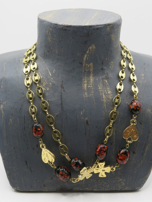 Anne Klein Statement Red Gold Necklace