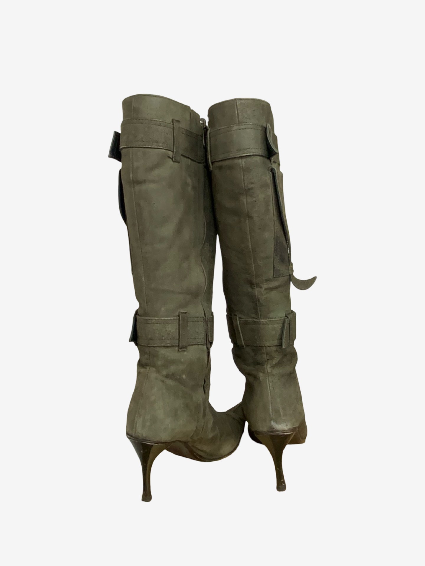 Paulo Brando Khaki Distressed Leather Vintage Boots