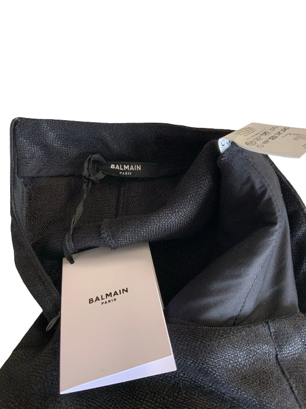 Balmain Linen Cropped Pants Black