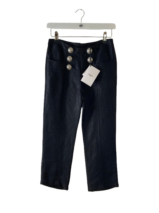 Balmain Linen Cropped Pants Black