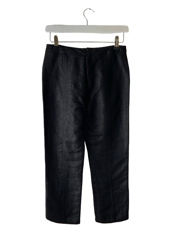 Balmain Linen Cropped Pants Black