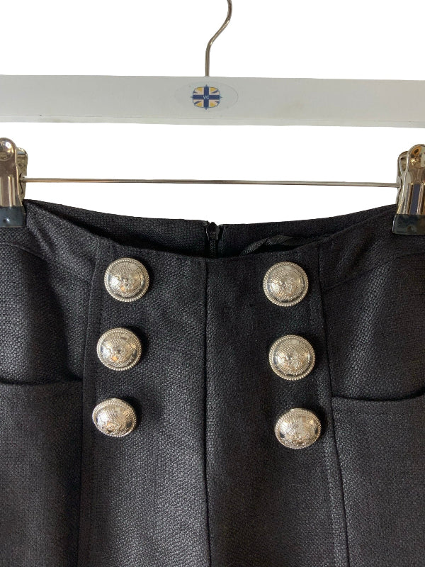 Balmain Linen Cropped Pants Black
