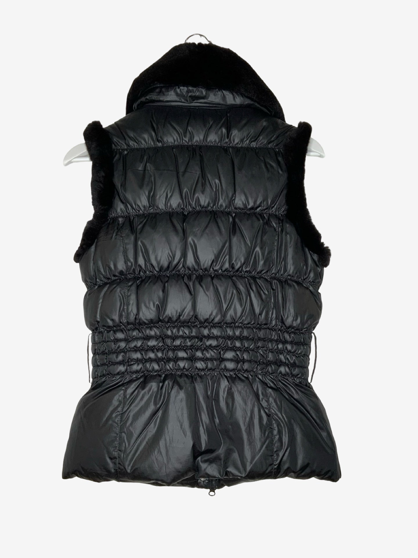 Pinko Black Padded Gilet With Real Fur Trim