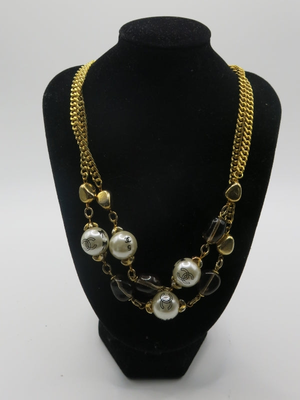 CC Painted Pearl Vintage Long Necklace