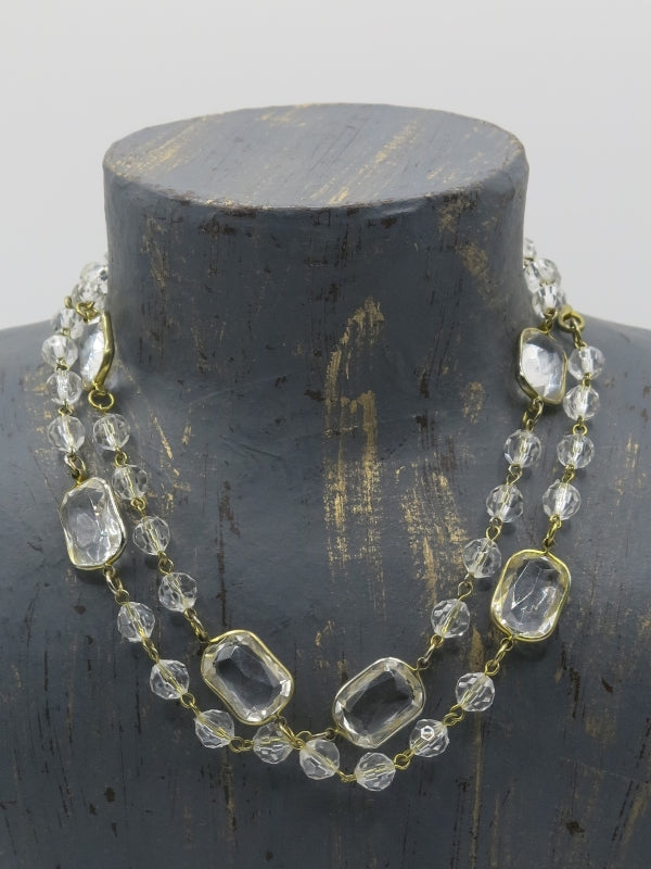 Clear Glass and Lucite Long Vintage Necklace