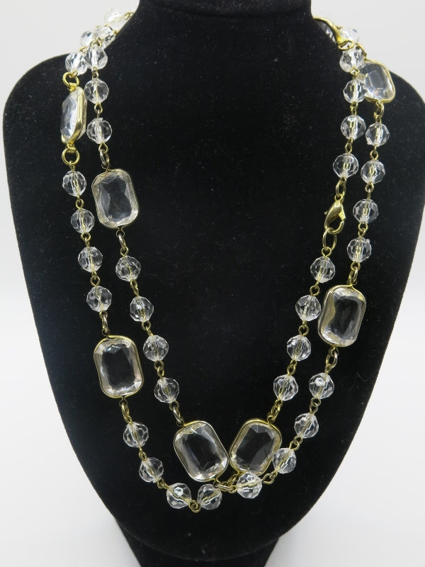Clear Glass and Lucite Long Vintage Necklace