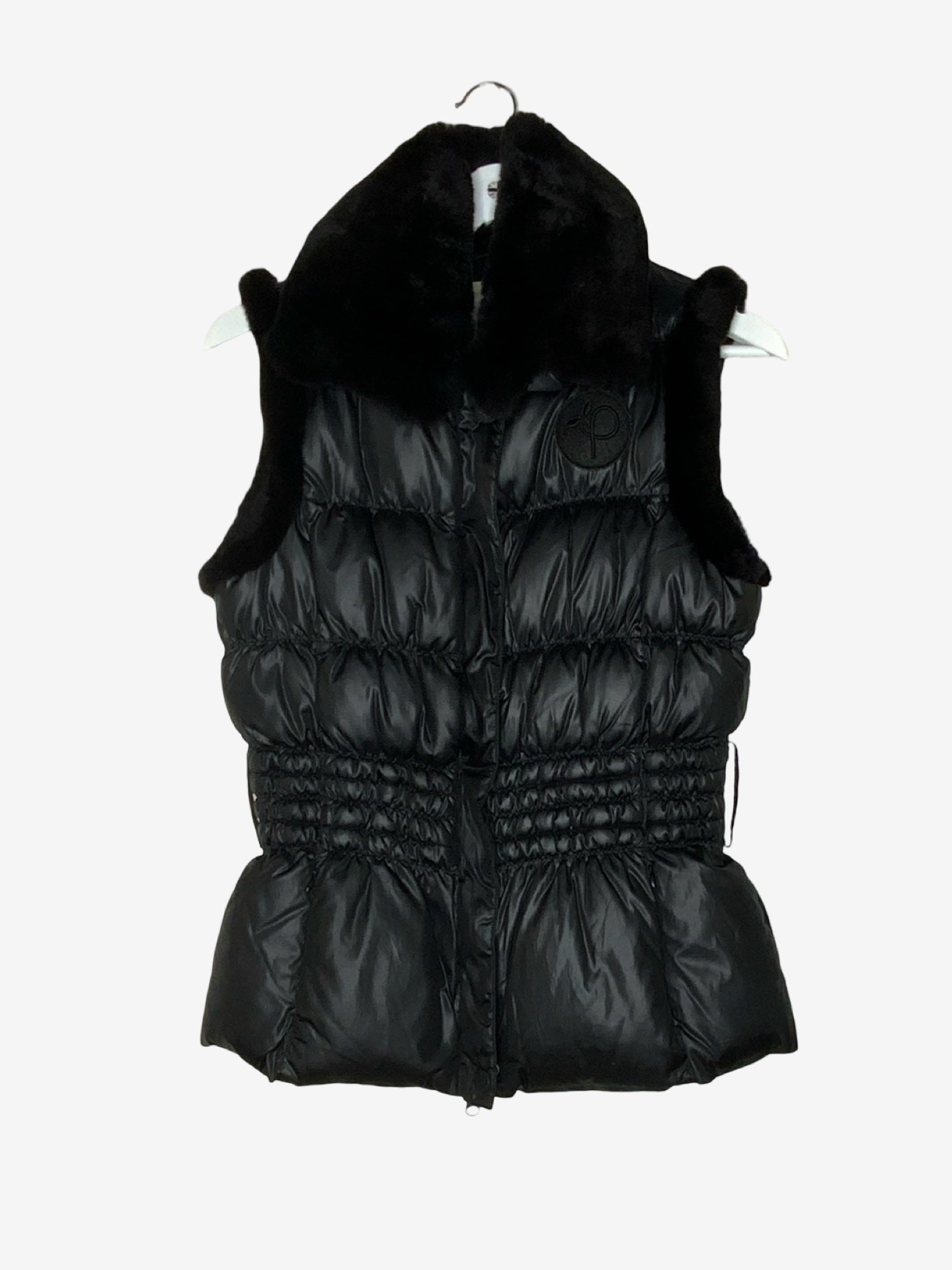 Pinko Black Padded Gilet With Real Fur Trim