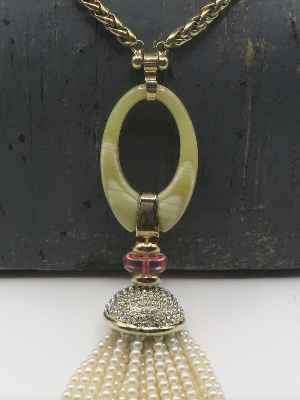 Escada Vintage Pearl Tassel Necklace