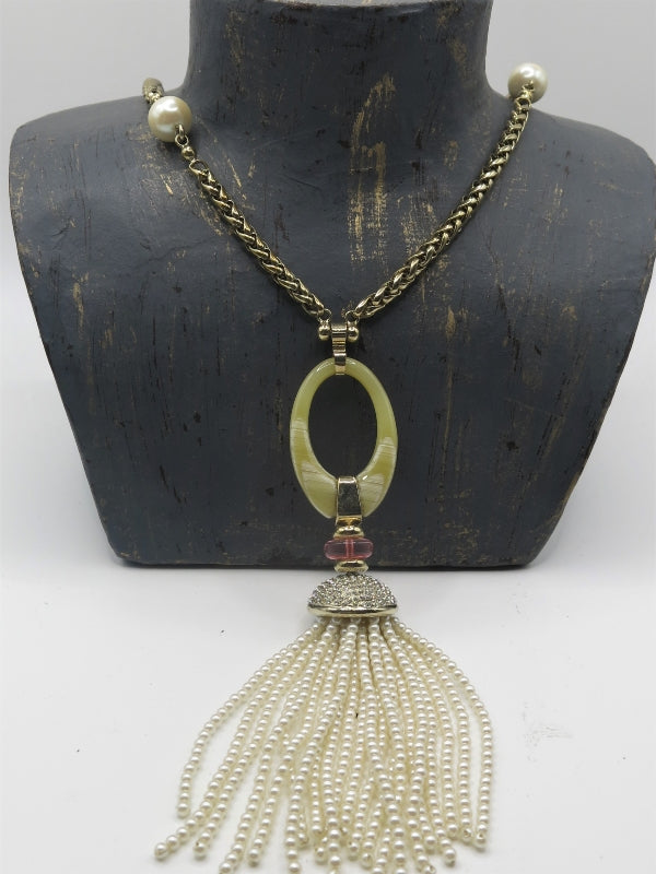 Escada Vintage Pearl Tassel Necklace