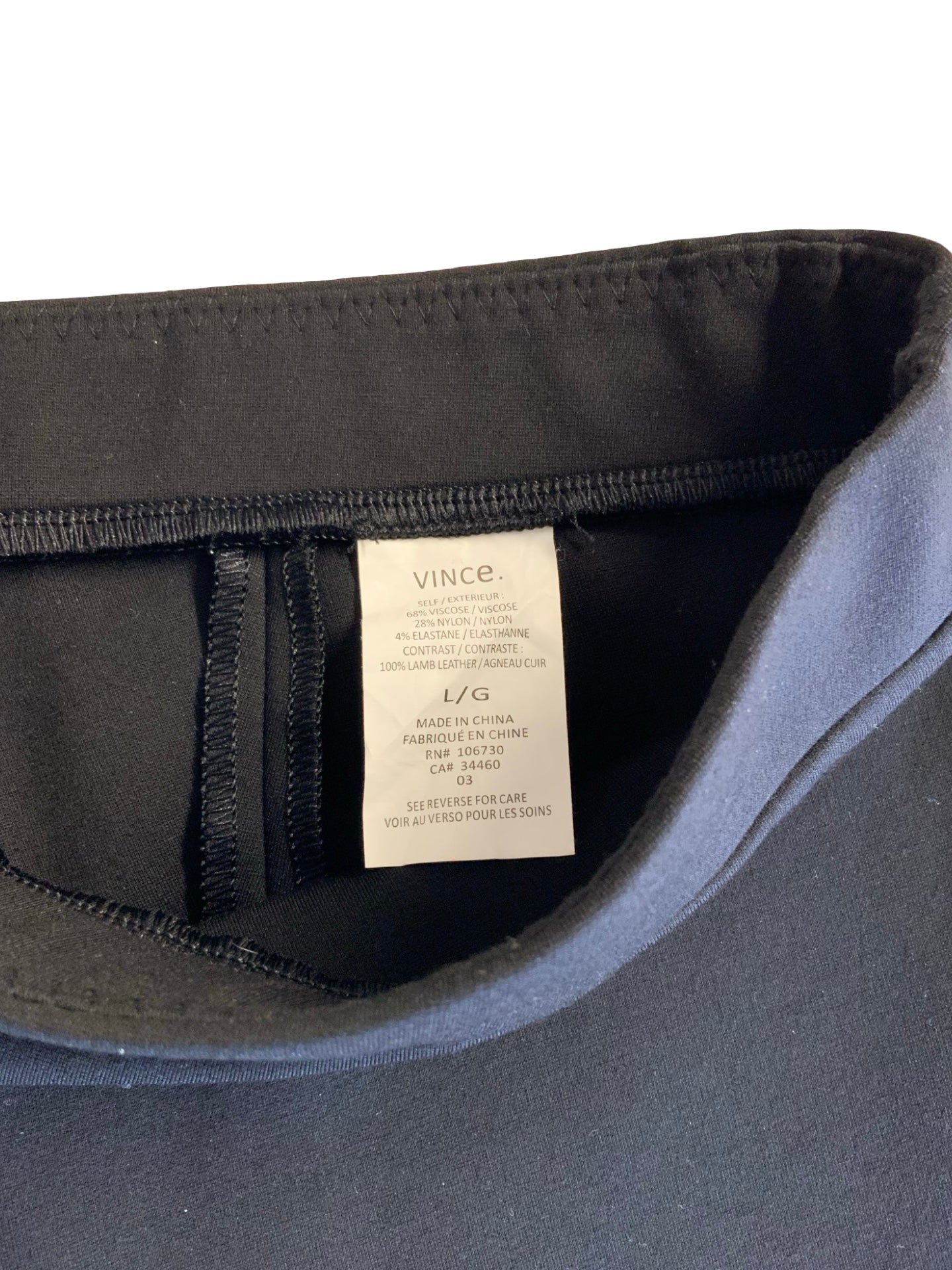 Vince Soft Fronted Stretch Pants With Contrast Leather Legs