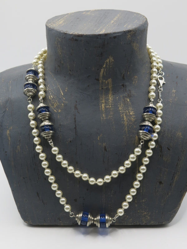 Gucci Sapphire, Silver Pearl Vintage Necklace