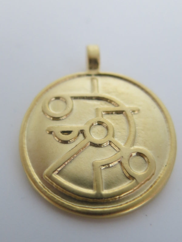 Hieroglyph Coin Gold Pendant