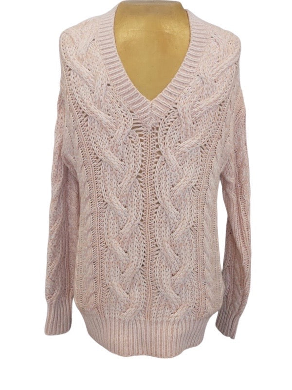 Reiss Esme Cable Sweater Pink