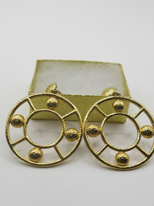 Monet Signed Hoops Clip On Earrings