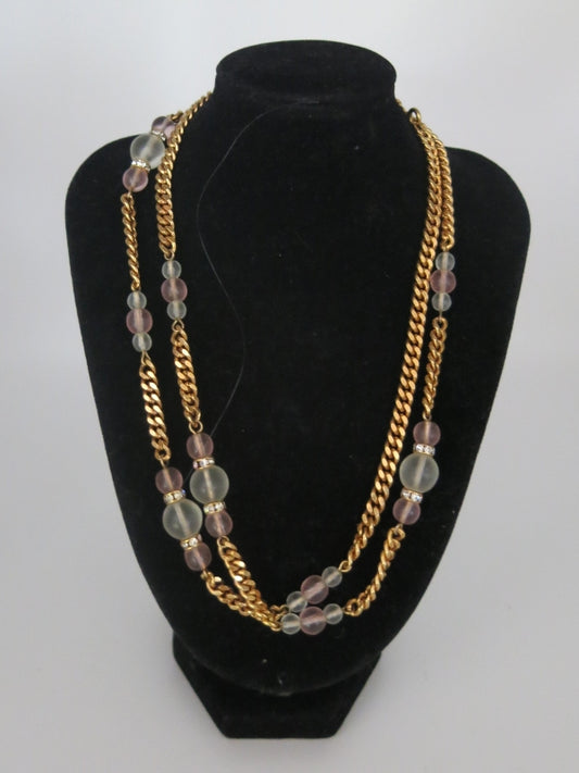 Vintage Pale Pink Glass Bead Necklace
