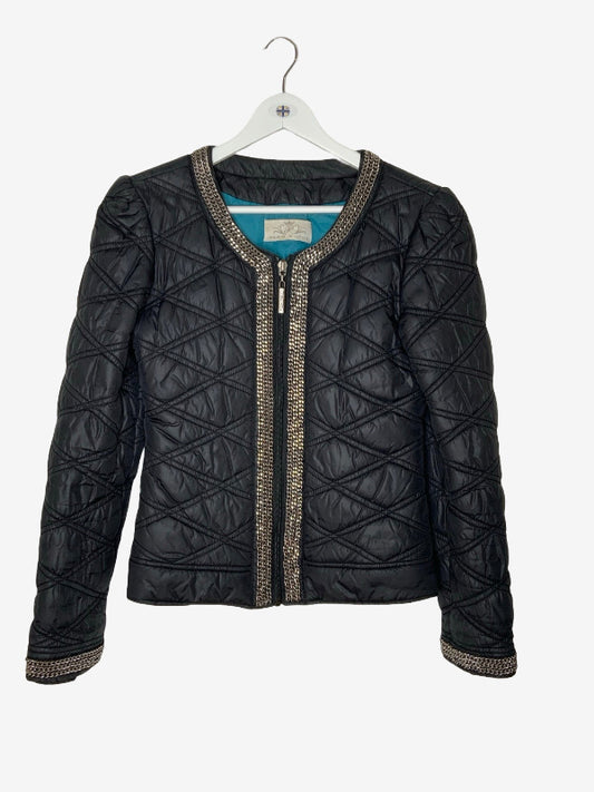 Paris Hilton Black Padded Jacket With Silver Chain