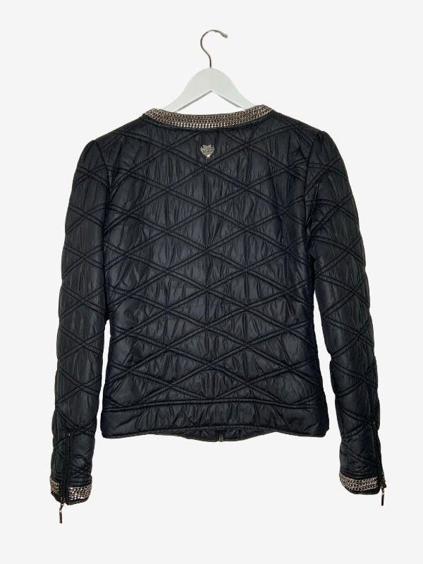 Paris Hilton Black Padded Jacket With Silver Chain