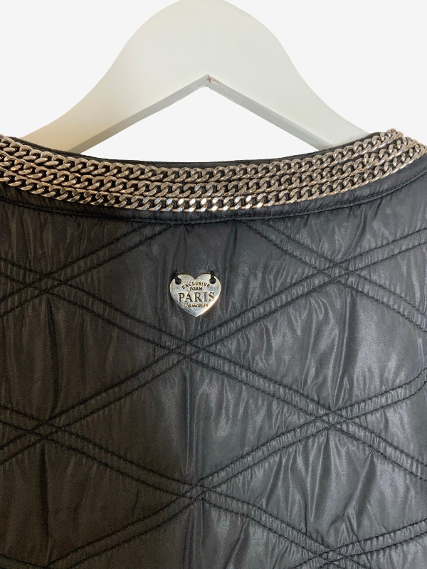 Paris Hilton Black Padded Jacket With Silver Chain