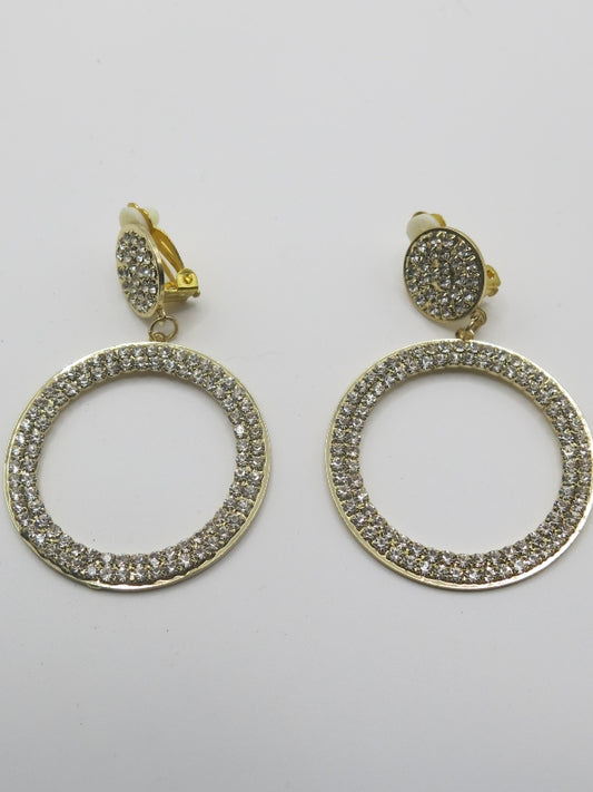 Hollywood Diamond Pave Clip On Earrings