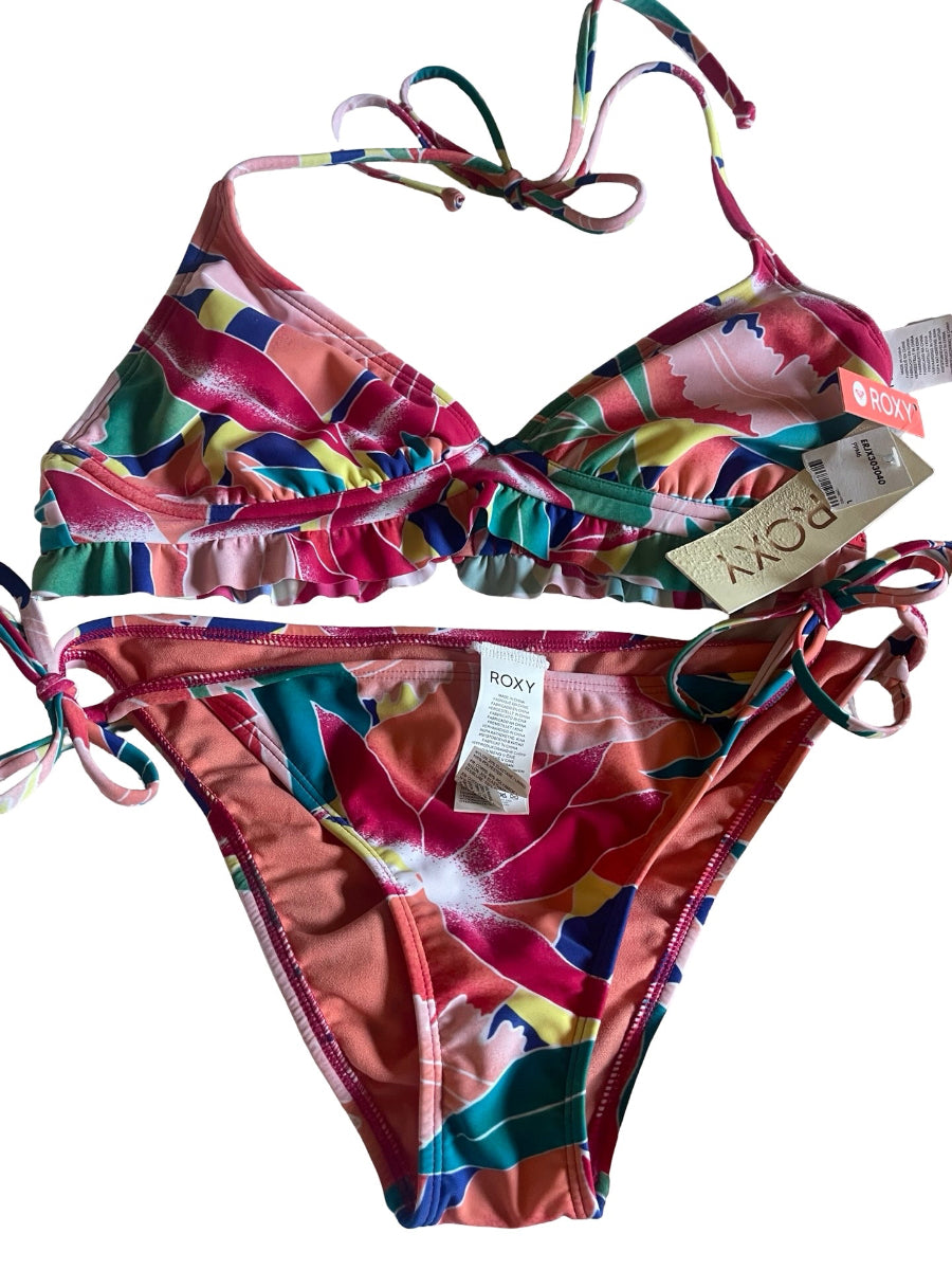 Roxy Tropical Print Halter Neck Bikini
