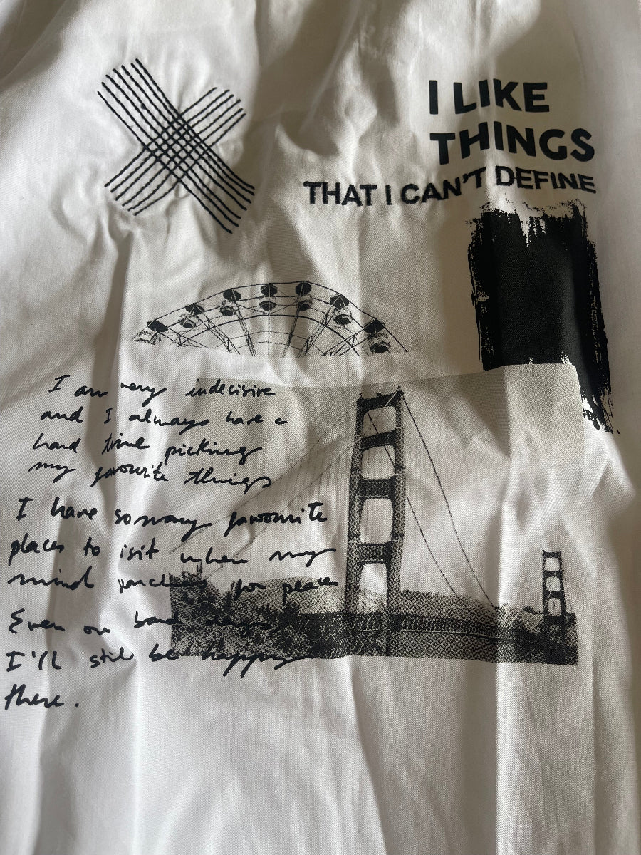Stradivarius White Cotton Long Sleeve Message Top