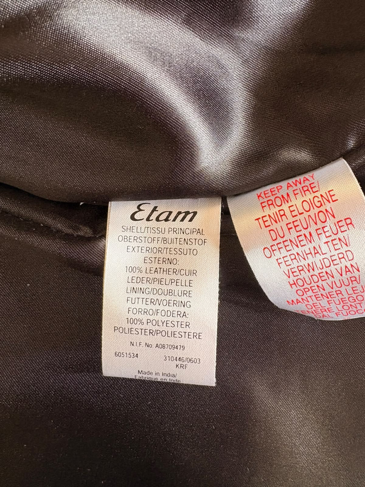 Etam Leather Hunting Style Longline Jacket