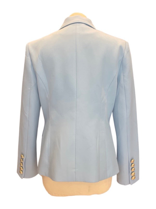 Pale blue fitted jacket back
