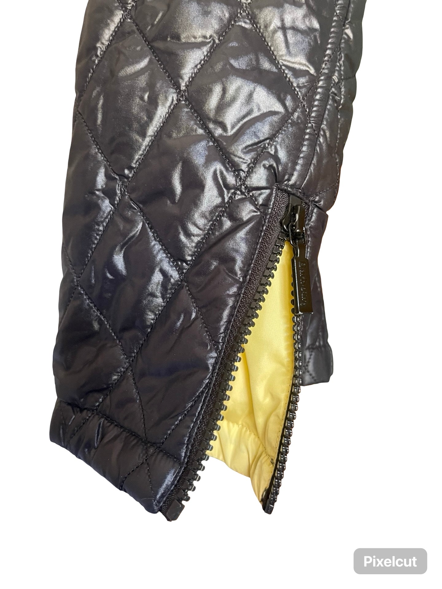 Barbour Light Padded Jacket Black With Yellow Racing Stripe