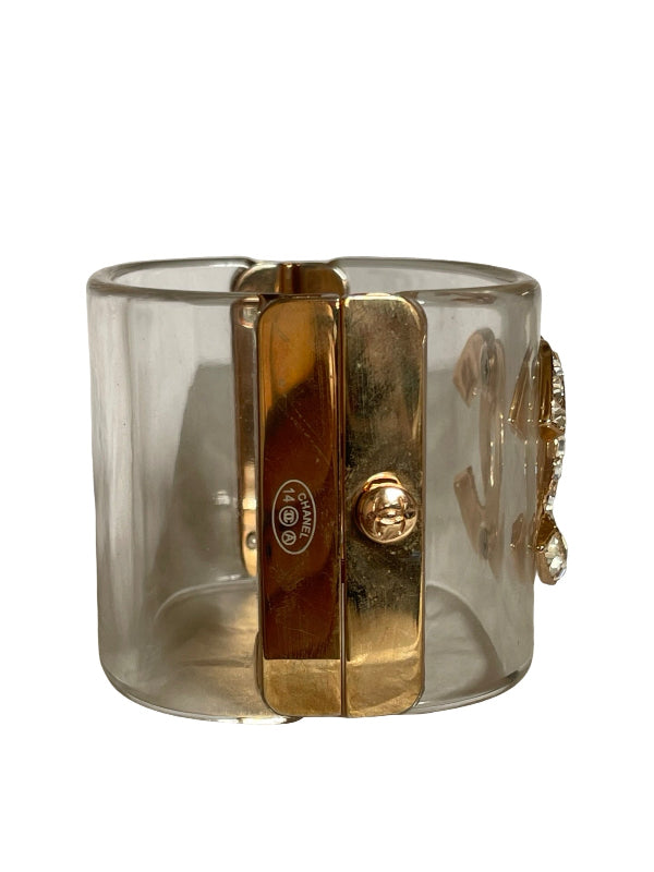 Perspex Cuff With Crystal Double C Detail