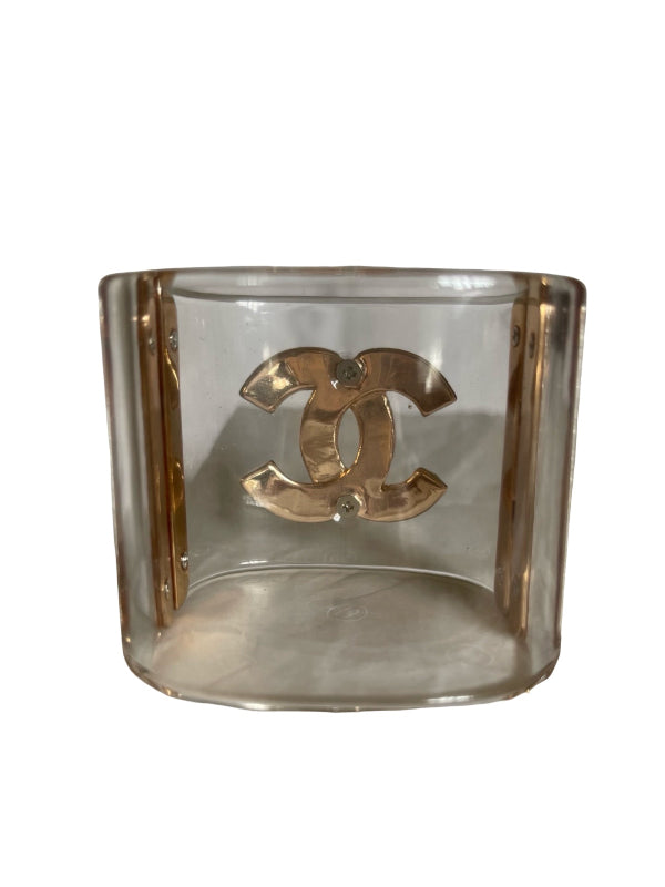 Perspex Cuff With Crystal Double C Detail
