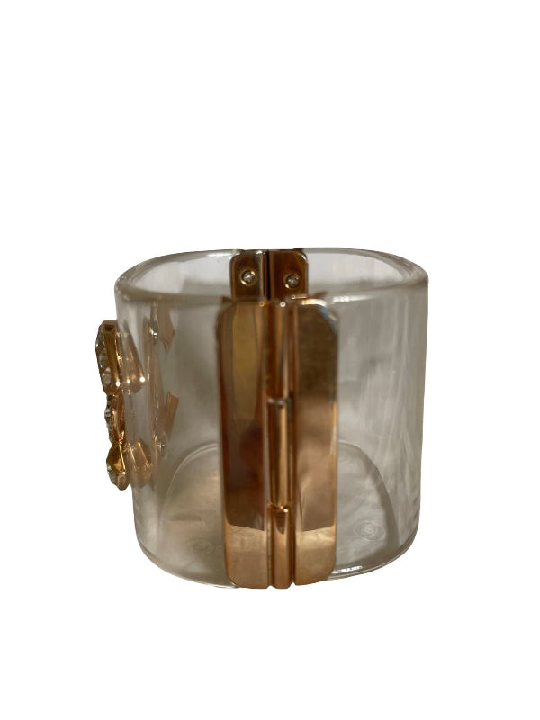 Perspex Cuff With Crystal Double C Detail