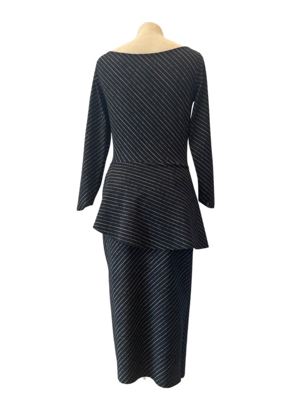 The back Pinstripe body con dress below the knee charcoal grey