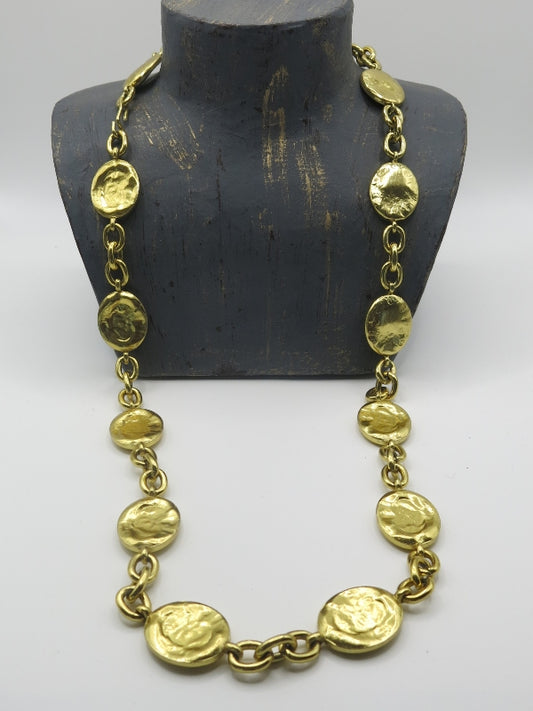 Gold Lozenge Long Necklace