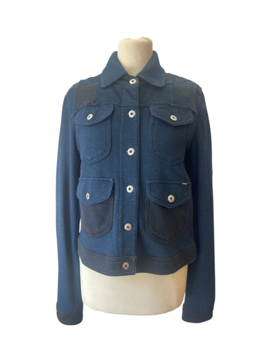 Blue and black jersey denim style jacket