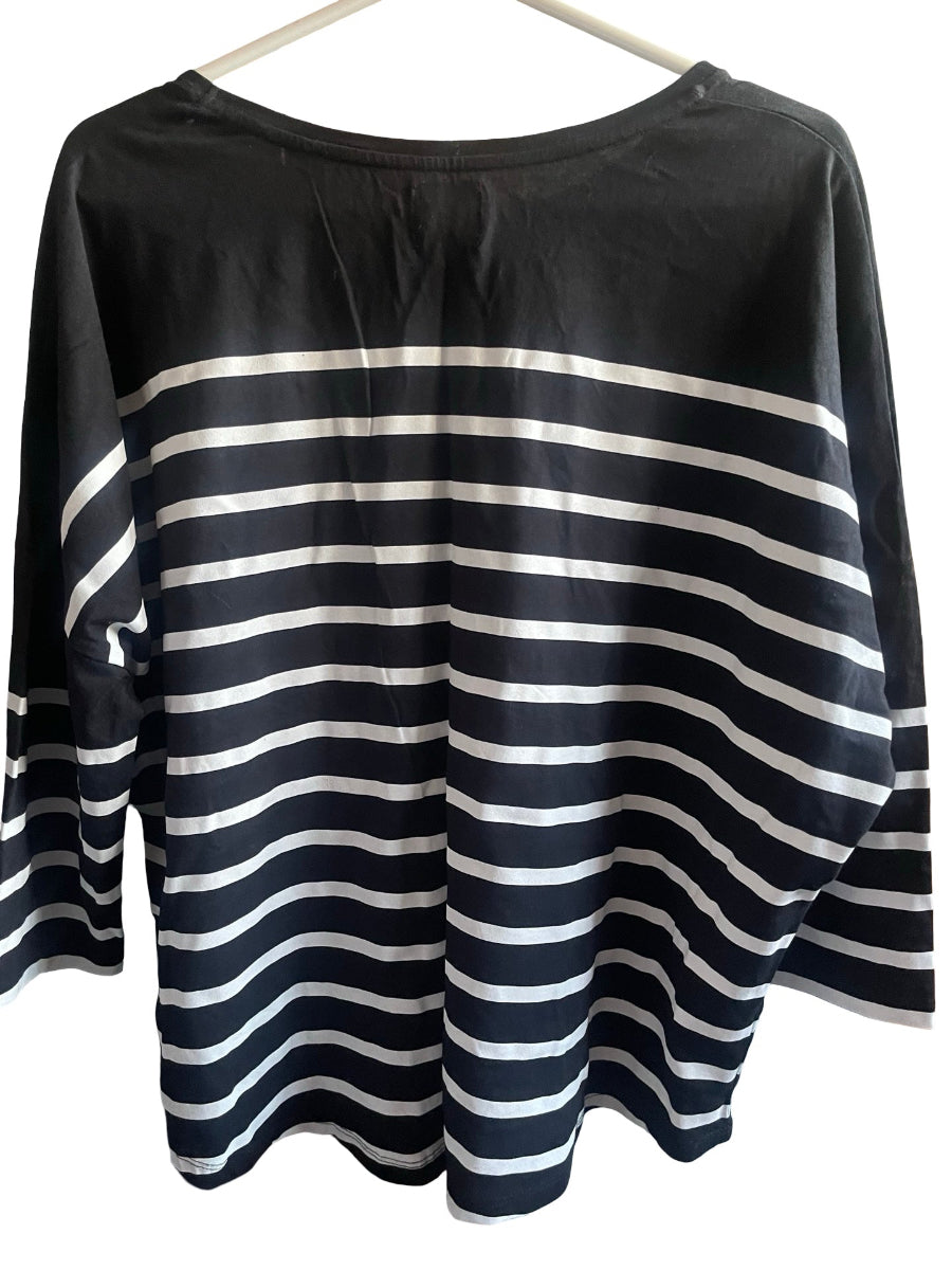 Each Other Stripe T Shirt Black and White