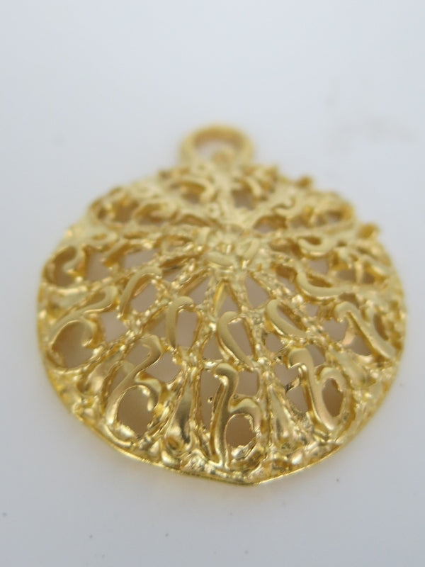 Disk Gold Ethnic Charm Medallion Pendant