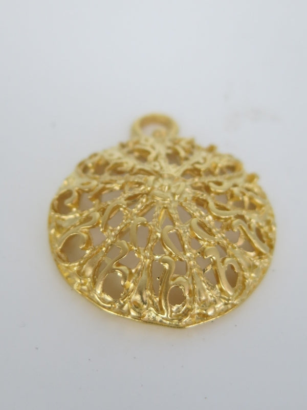 Disk Gold Ethnic Charm Medallion Pendant