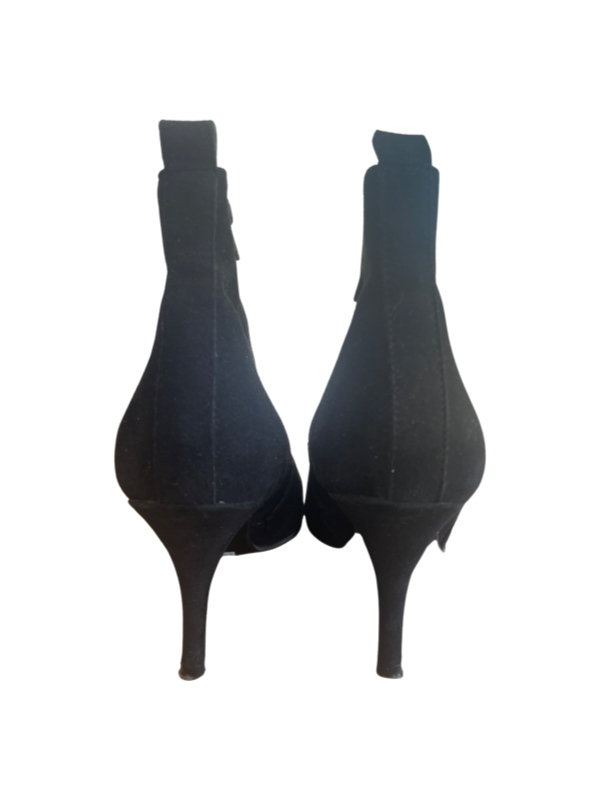 Back view black suede ankle boots