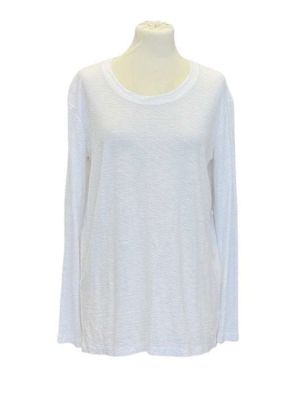 White cotton modal long sleeve T shirt