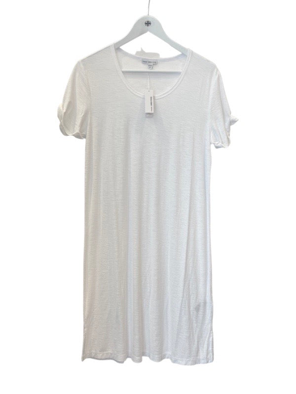 White cotton shirt sleeve dress 